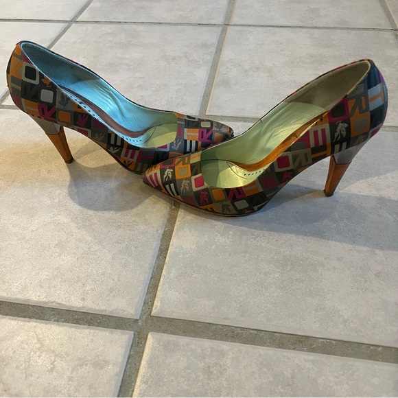 Etro 2008 40th Anniversary Circus Spell Out Pointed Toe Patchwork Heels - Picture 3 of 10